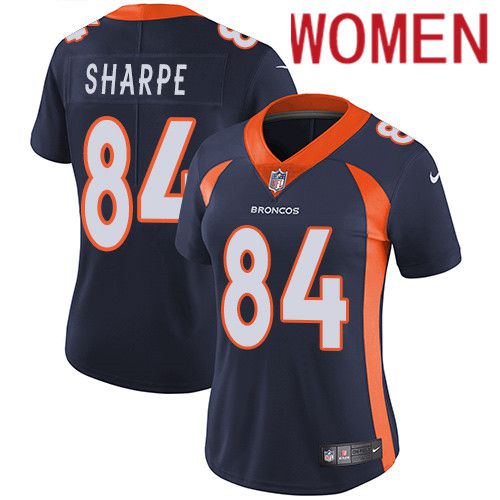 Women Denver Broncos 84 Shannon Sharpe Navy Blue Nike Vapor Limited NFL Jersey